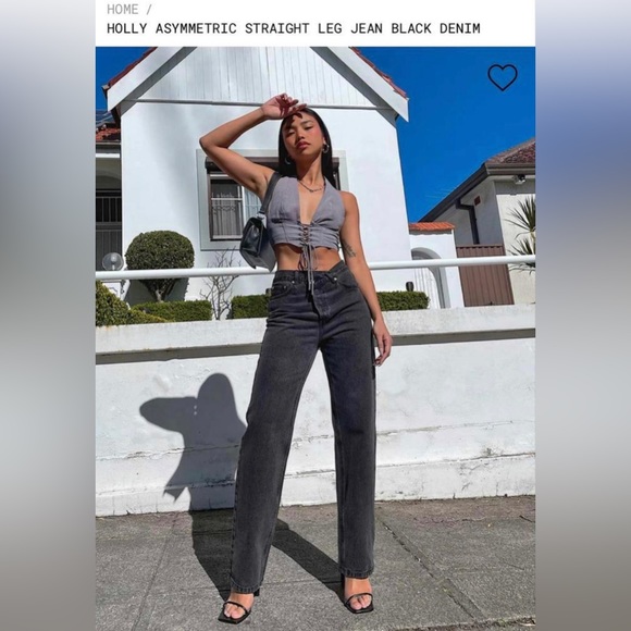 HOLLY ASYMMETRIC STRAIGHT LEG JEAN BLACK DENIM - Picture 4 of 5